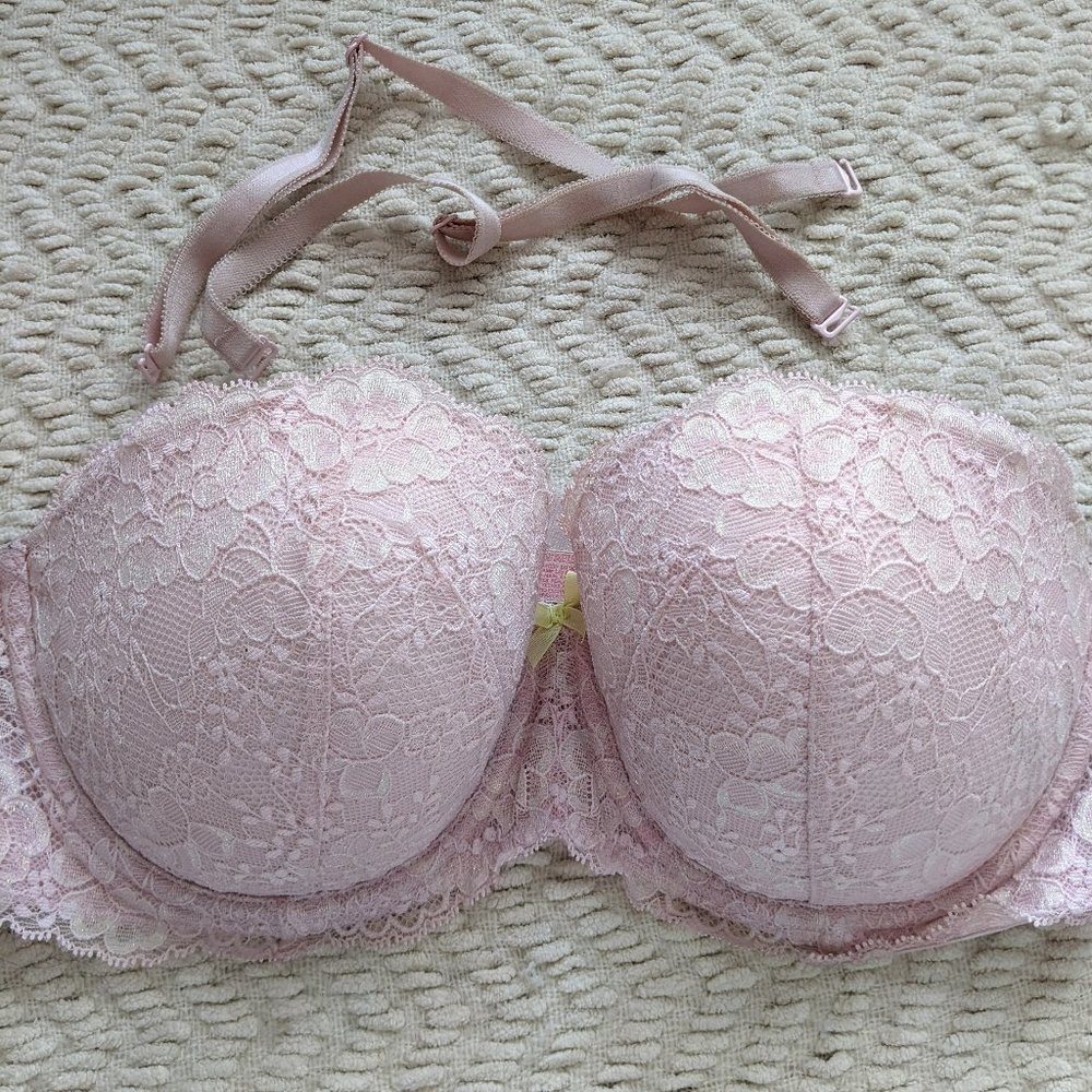 Victorias Secret Dream Angels Multi-Way Baby Pink Lace Bra 34DD EUC